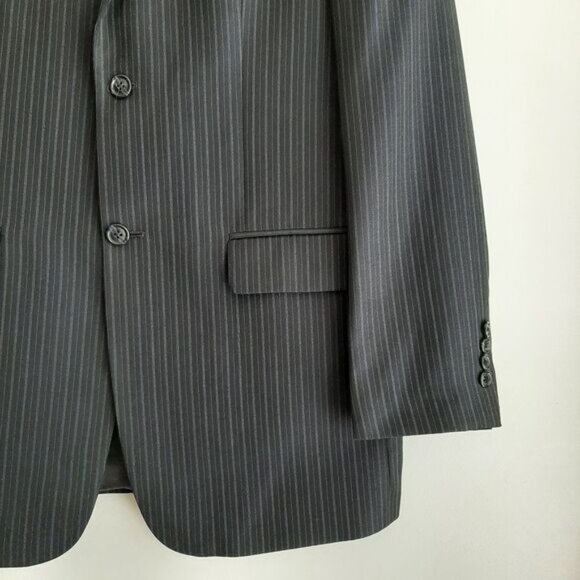 CHAPS 100% Wool Pinstripe Blazer Jacket Navy Blue Men's Sz 38 R - Picture 5 of 15